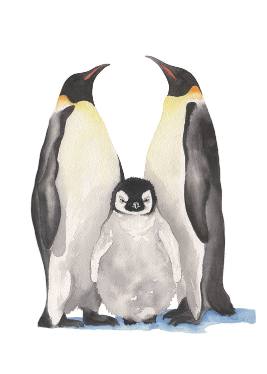Emperor Penguins Watercolor