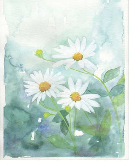 Painting of daisies in bloom.