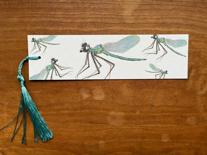 bookmark with watercolor dragonflies.