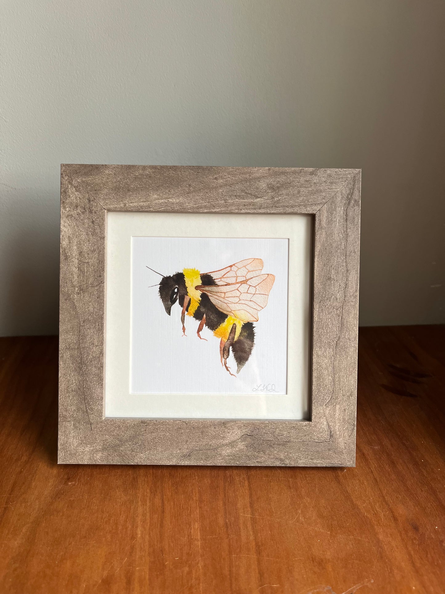 Square Framed Bee Watercolor